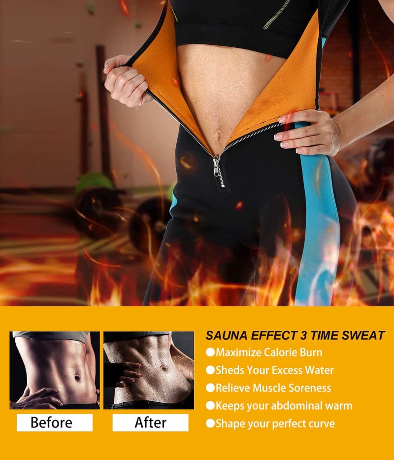 NonEcho Neoprene Sweat Sauna Suit Shaper for Women Slimming Full Body Shapewear Waist Trainer Workout Top with Sleeve - Image 3